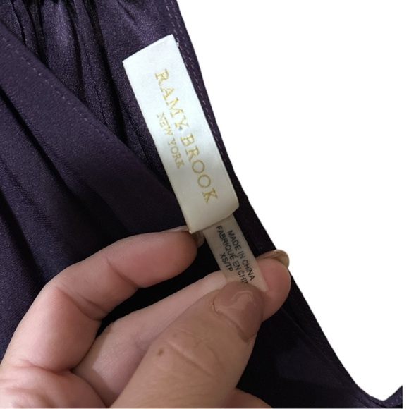 EUC - Ramy Brook Silk Gigi Cold Shoulder V Neck Blouse - size XS - Picture 2 of 4